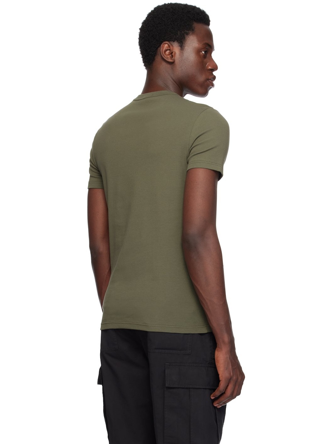Khaki Cotton Stretch Jersey T-shirt - 3