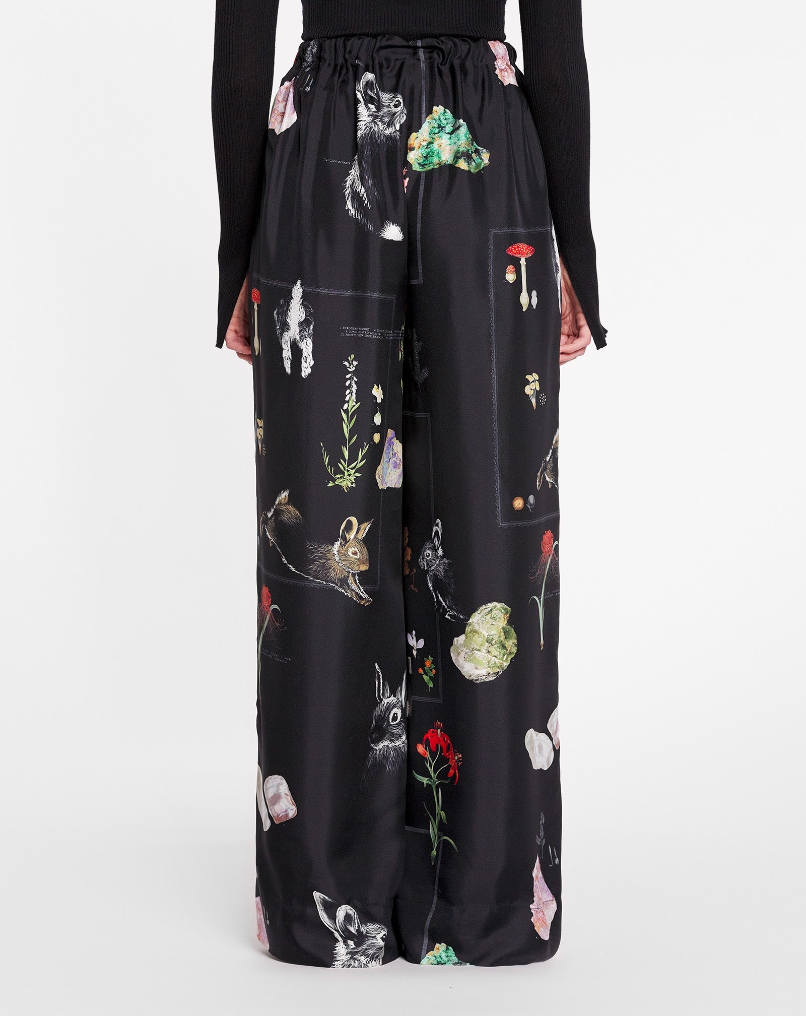 PRINTED WIDE LEG FLUID PANT IN SILK - 4
