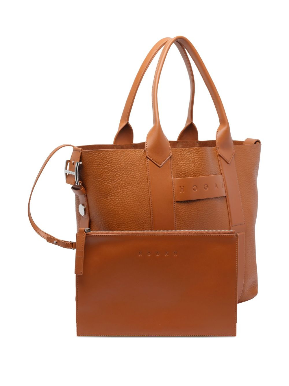 medium script-detail leather tote bag - 4