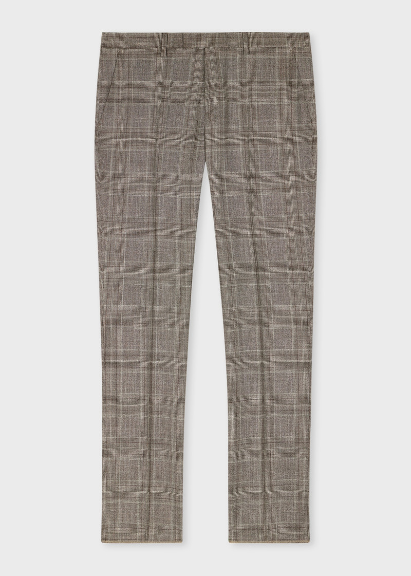 Grey Check Wool-Silk Trousers 1