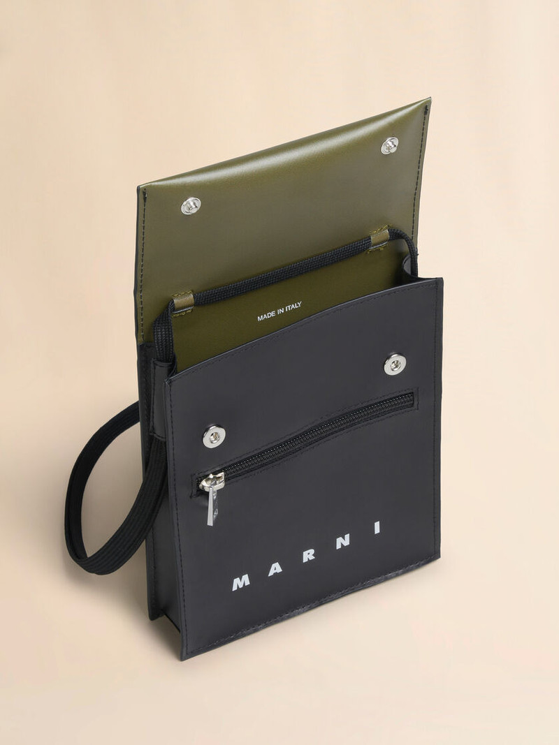 DEEP GREEN AND BLACK TRIBECA SHOULDER BAG 4