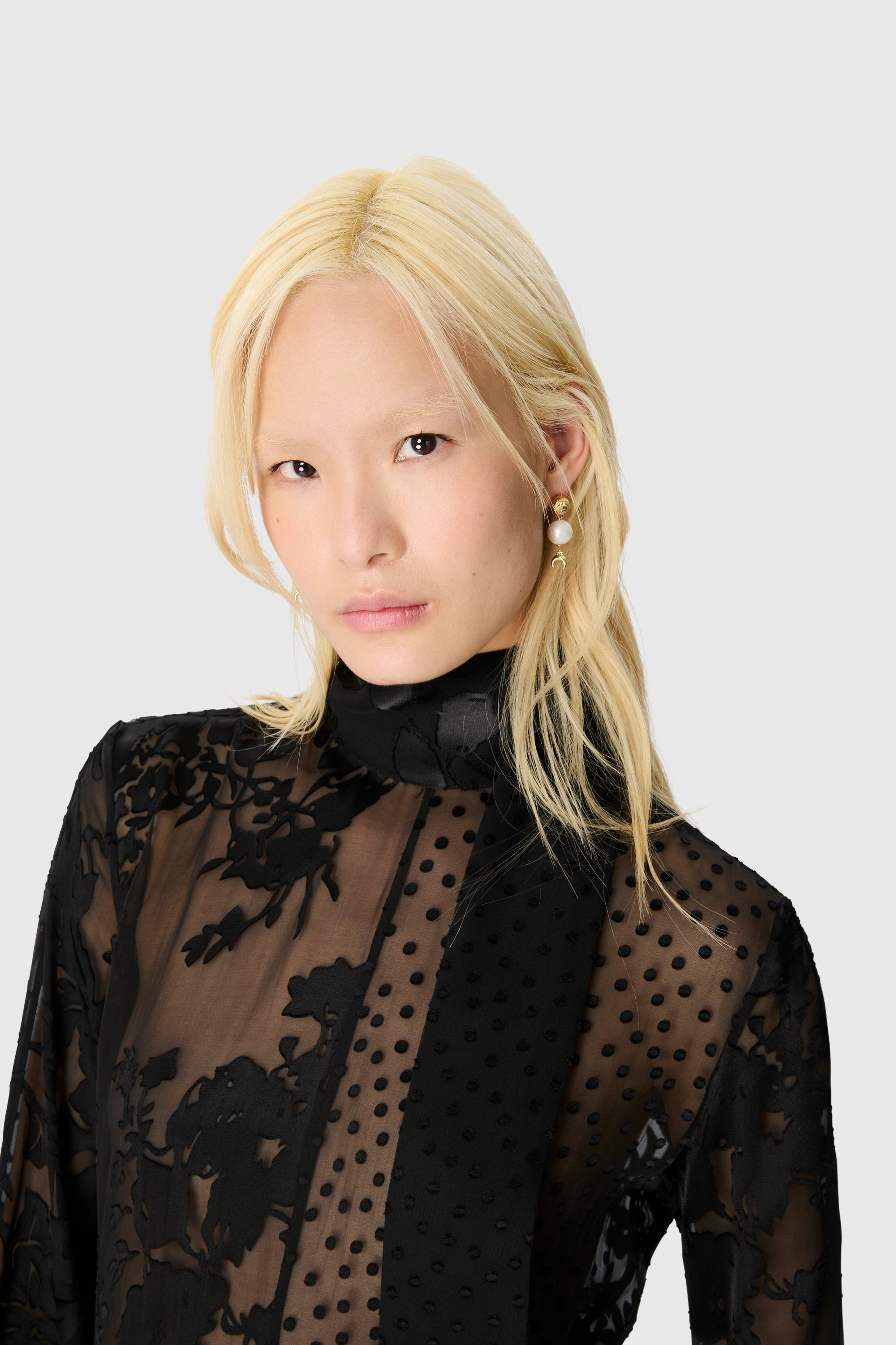 REGENERATED RASO SILK SCARVES LS LONG DRESS - 4