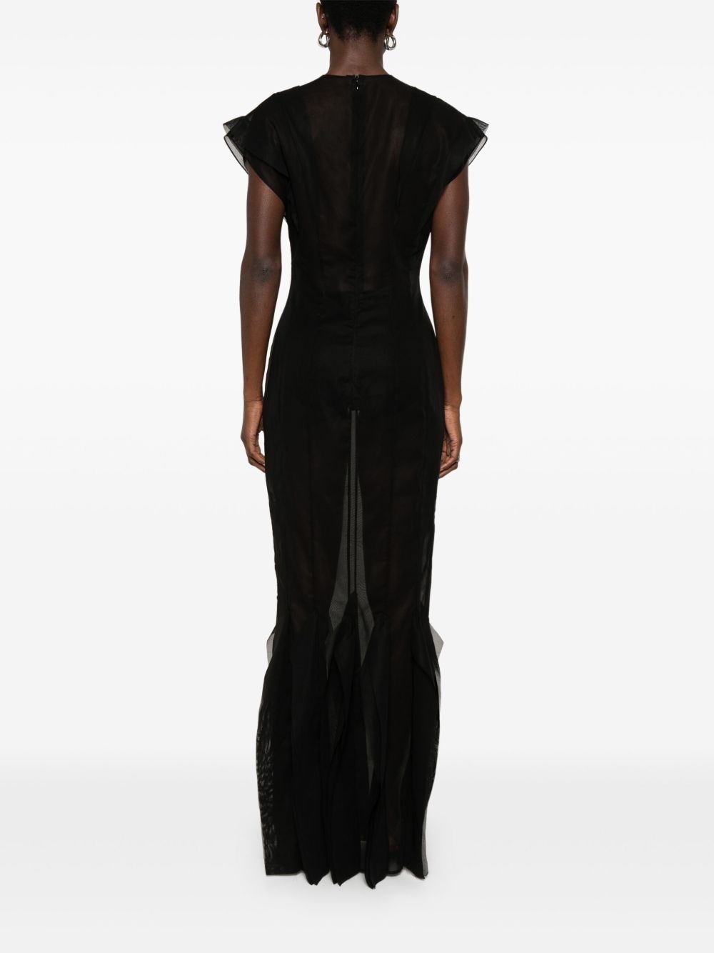 panelled organza maxi dress - 4