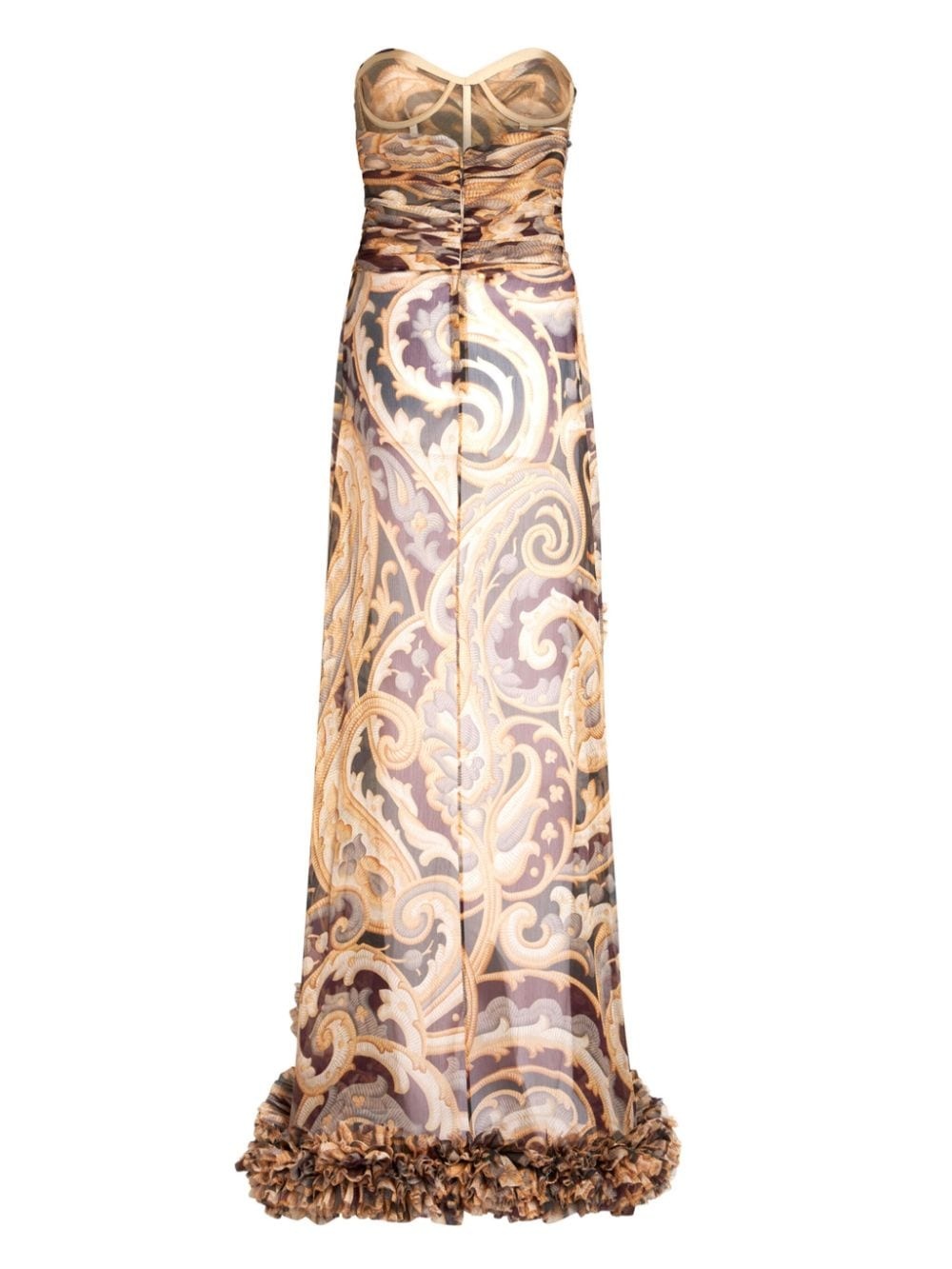 ruched-detailing printed silk maxi dress - 2