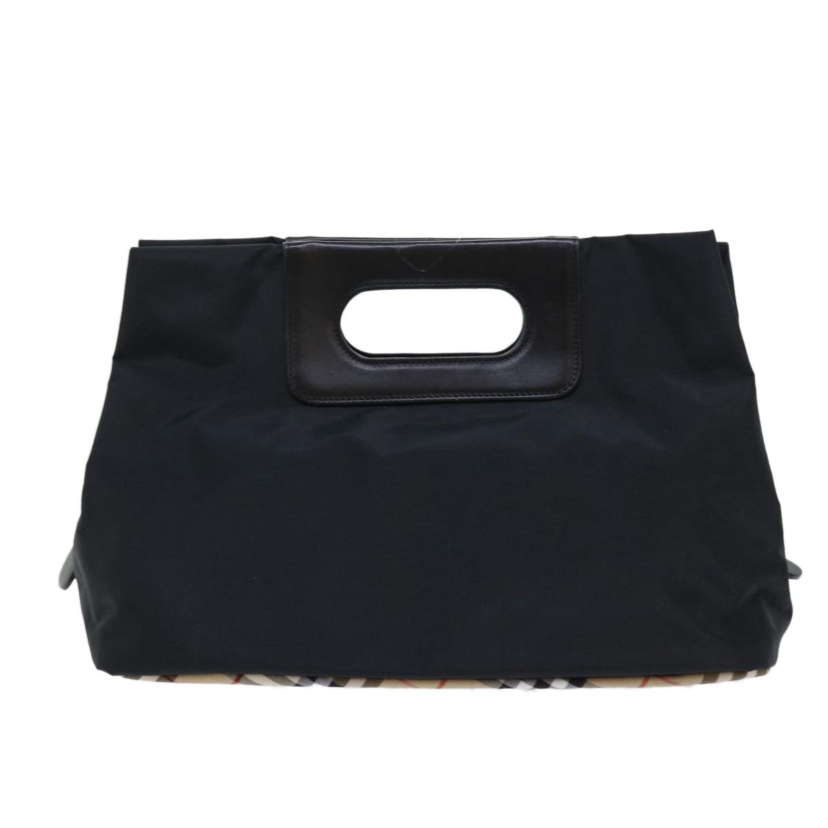 Burberry Nova Check Blue Label Hand Bag Nylon Black Beige - 2
