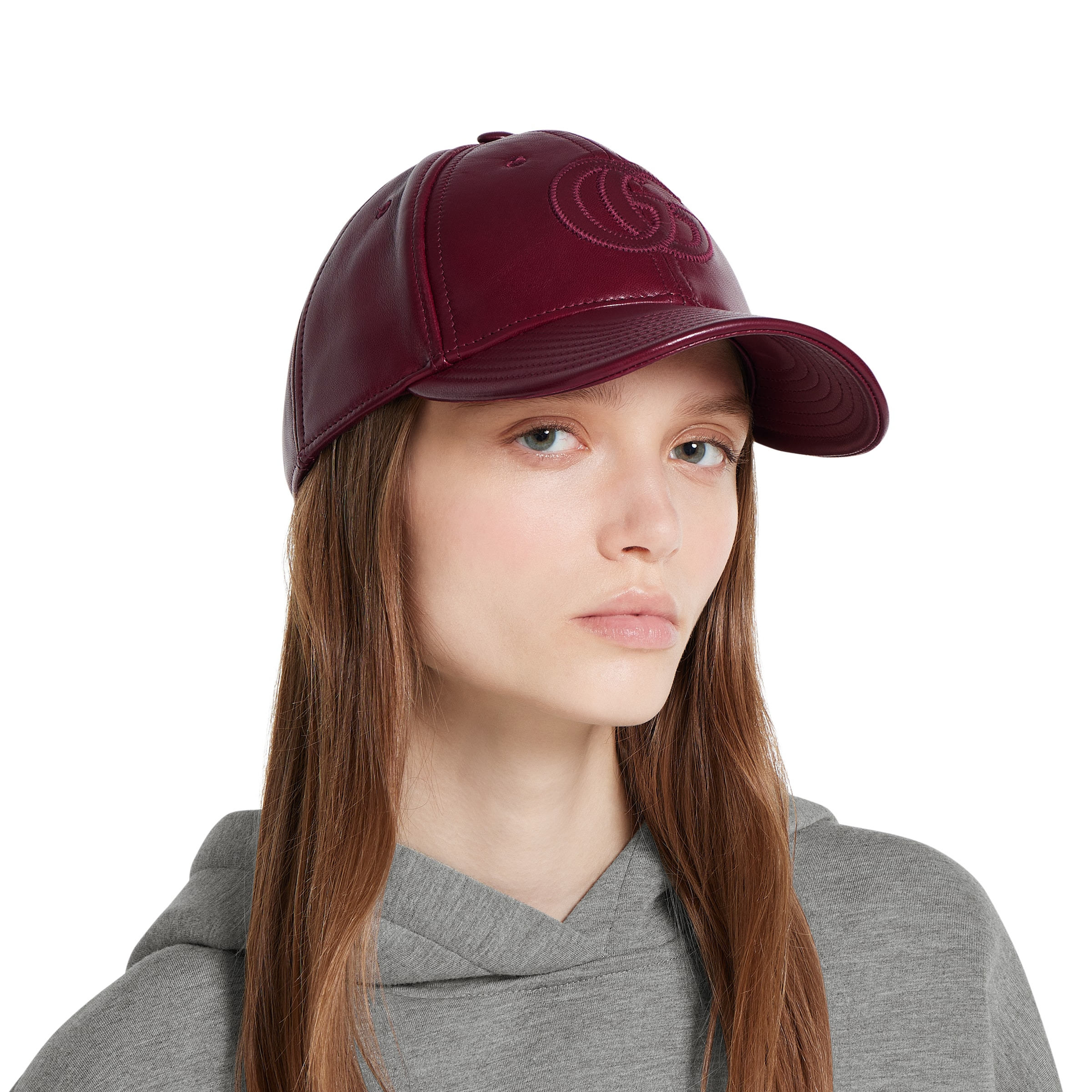 Leather baseball hat with Double G - 4