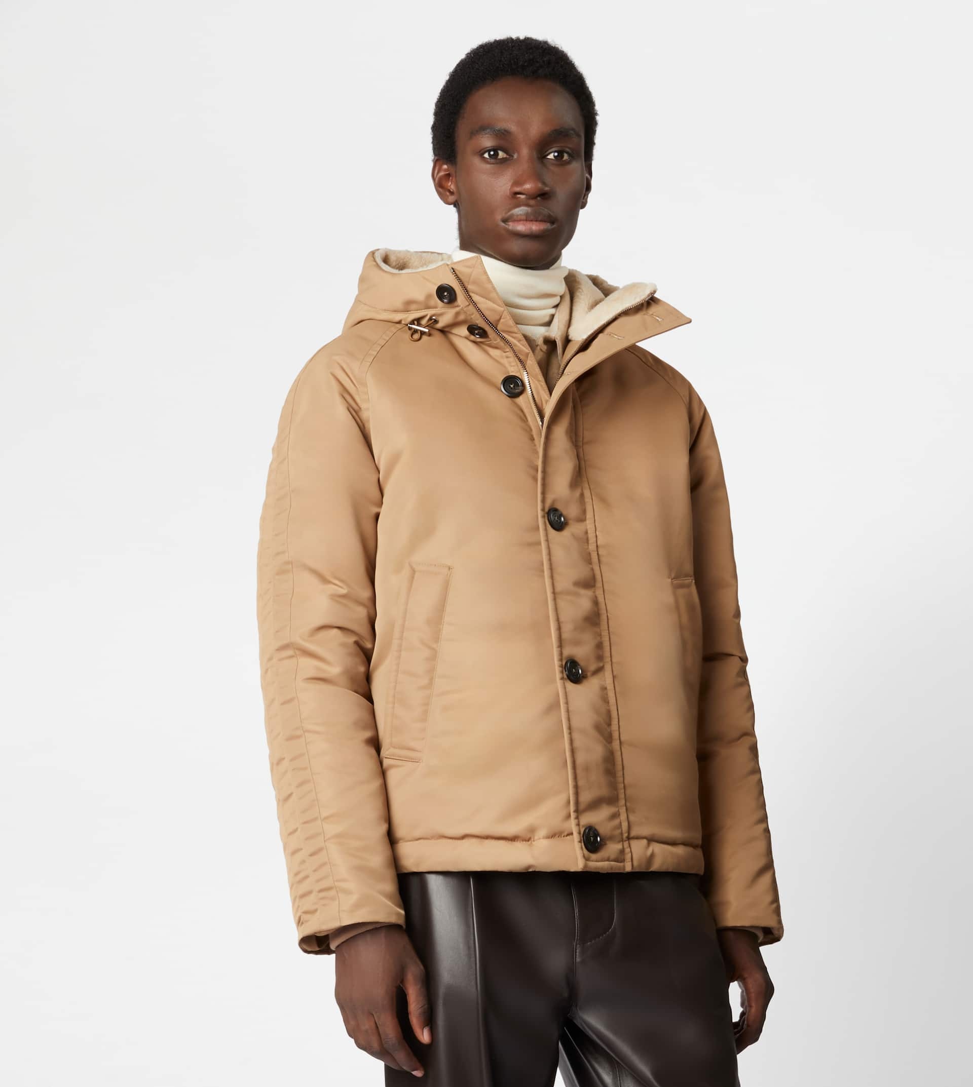 HOODED DOWN JACKET - BEIGE - 2