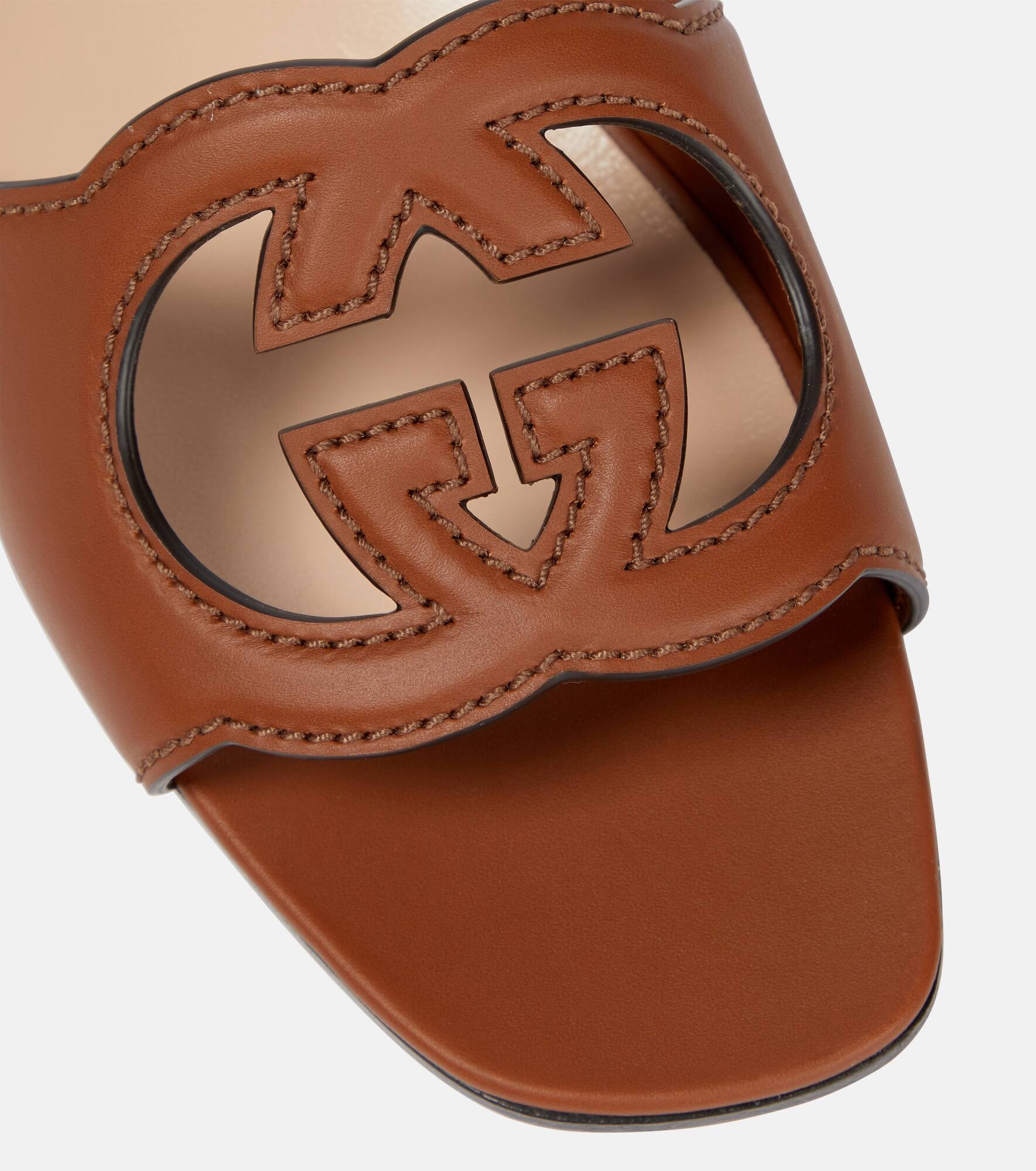 Interlocking G cutout leather sandals - 5