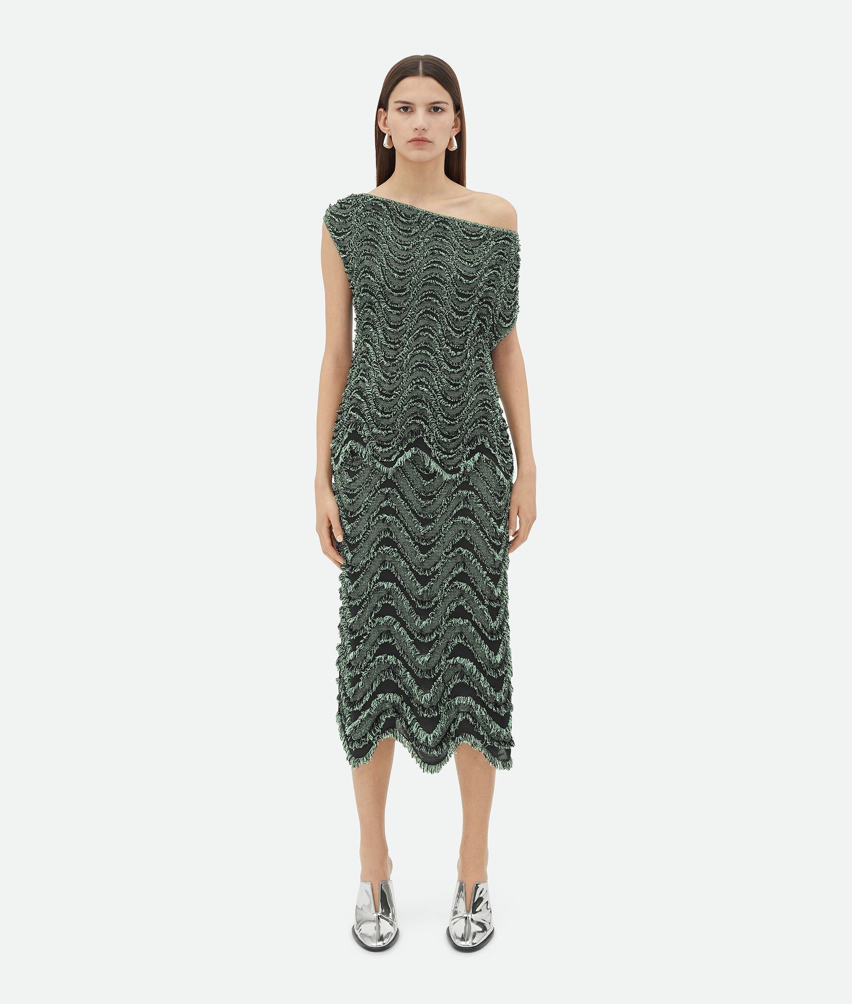 Textured Viscose Skirt With Weaved Fringes - 4