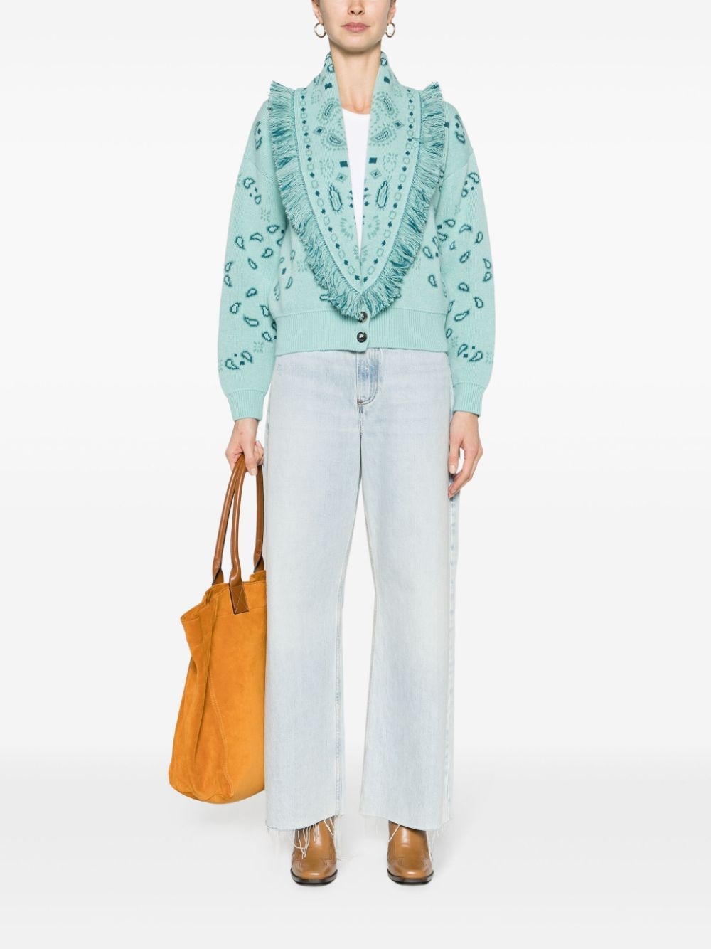 bandana-jacquard bomber cardigan - 2