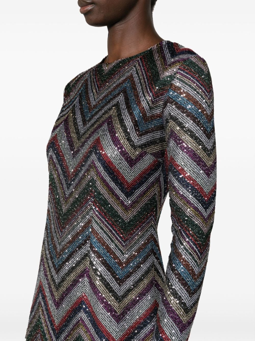 zigzag sequin-embellished midi dress - 5