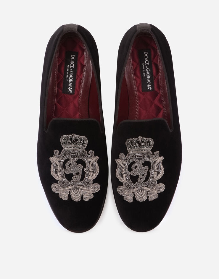 Velvet slip-on shoes with DG coat of arms embroidery - 4