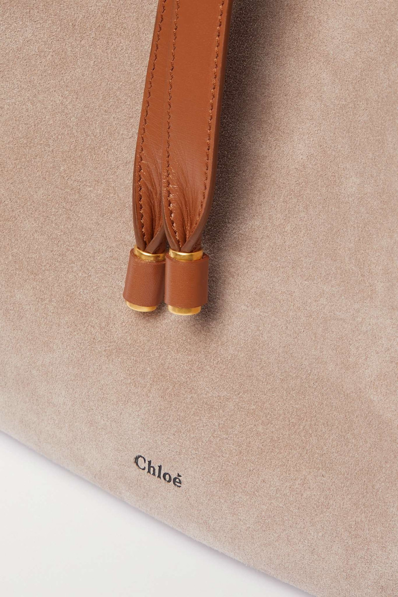 Marcie leather-trimmed suede shoulder bag 4