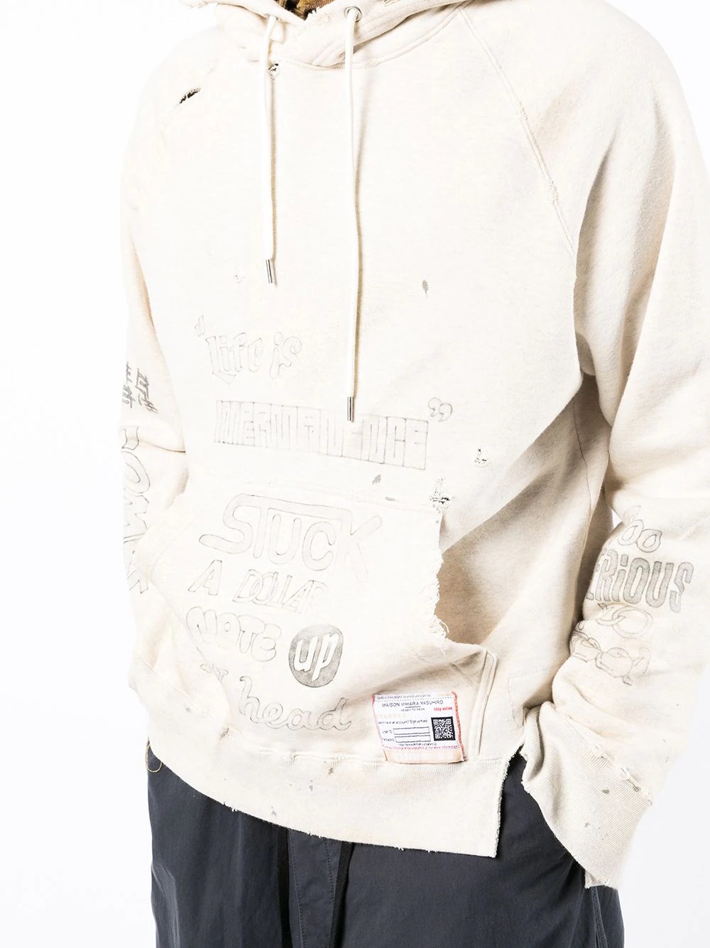 distressed-detail hoodie - 5