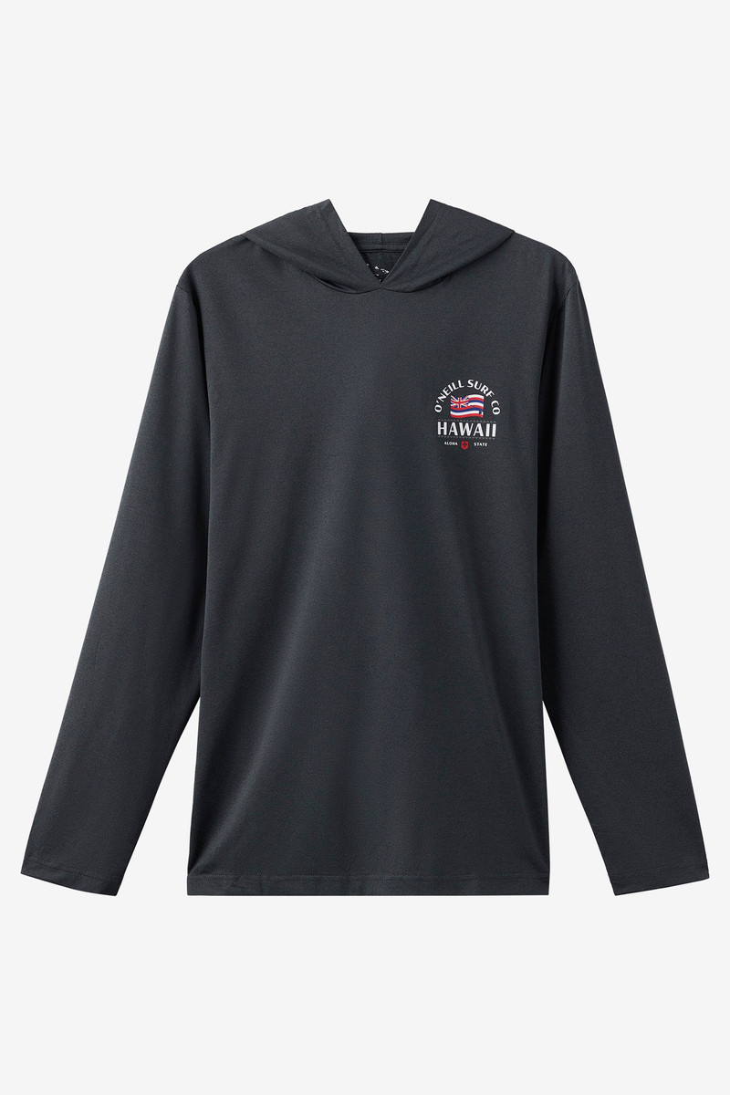 TRVLR UPF Hooded Hawaii Flag Long Sleeve Shirt 1