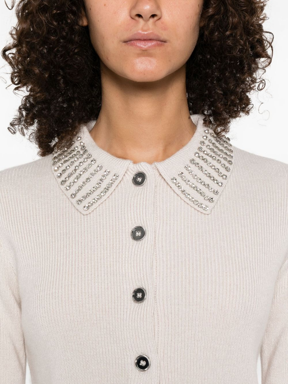 embellished polo-neck top - 5