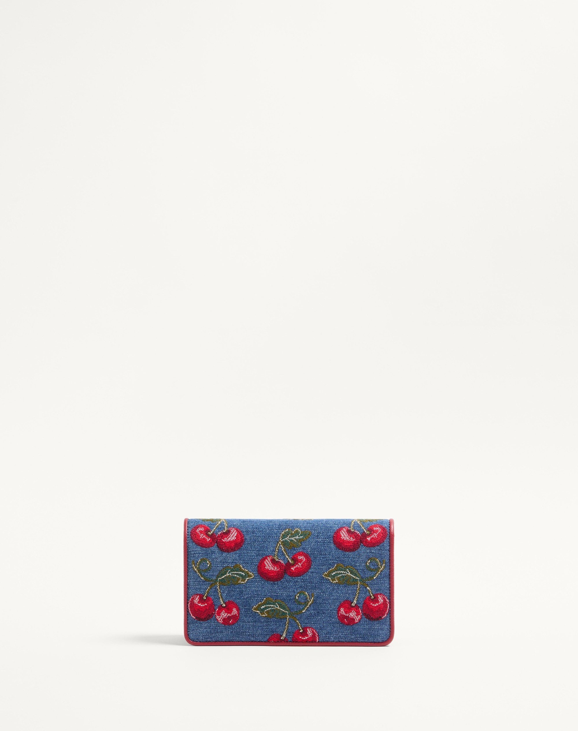 VLOGO SIGNATURE MINI DENIM SHOULDER BAG WITH CHERRYFIC EMBROIDERY - 4