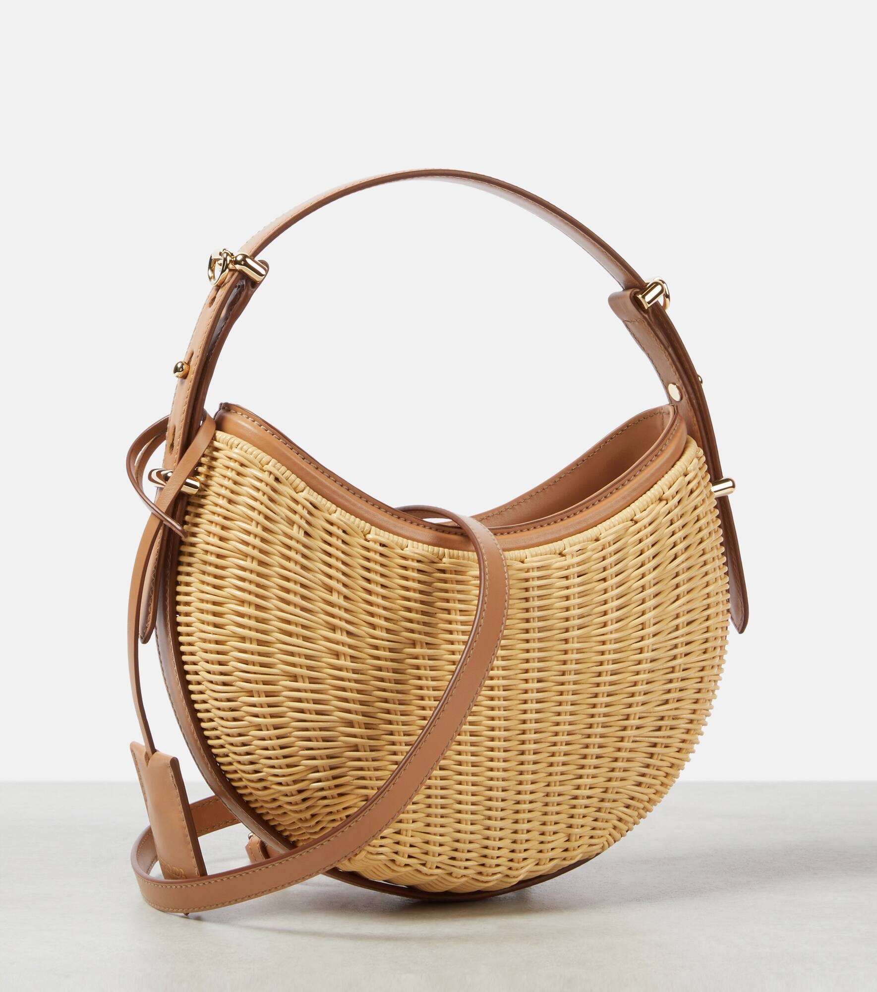 Arqué woven leather-trimmed shoulder bag - 4