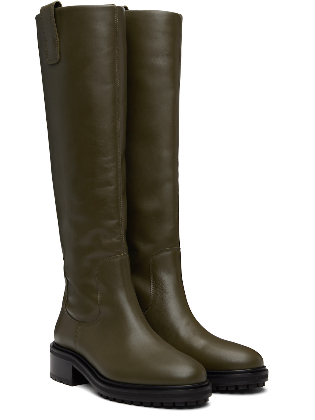 Khaki Henry Leather Knee-High Boots - 4