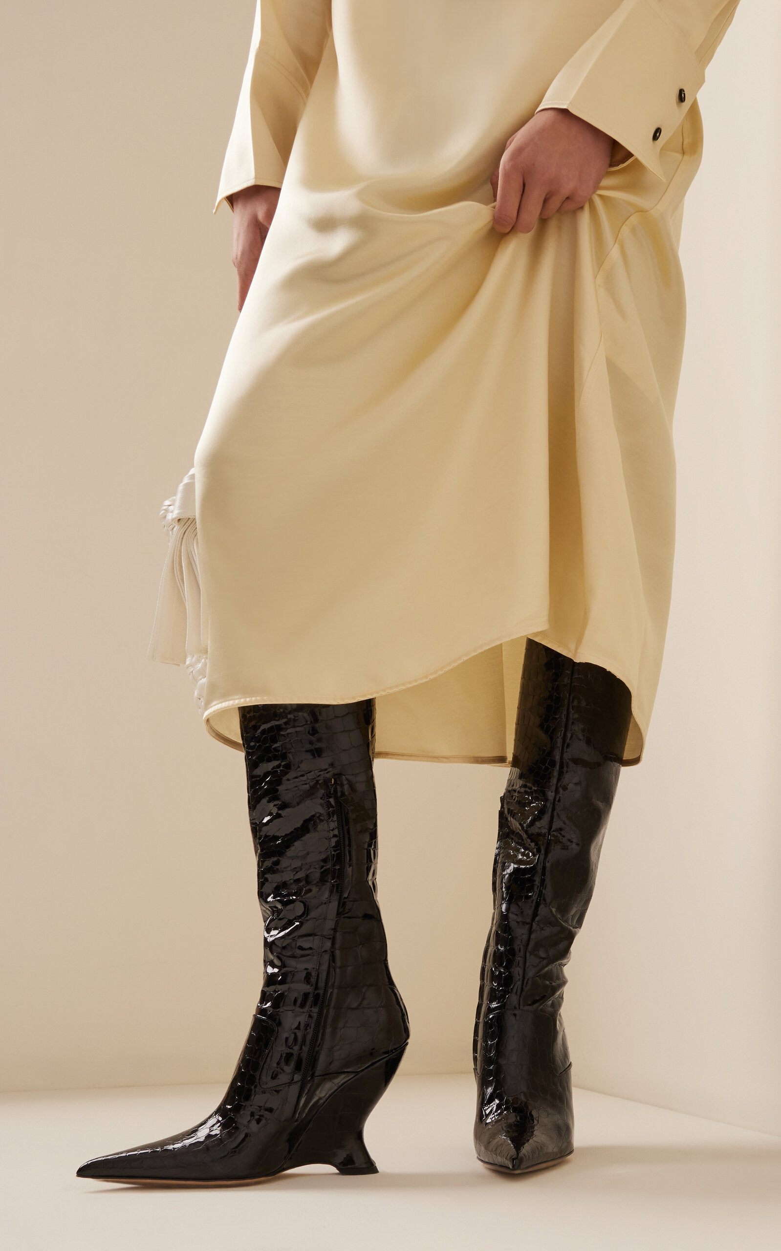 Punta Gloss Croc Leather Boots black - 4