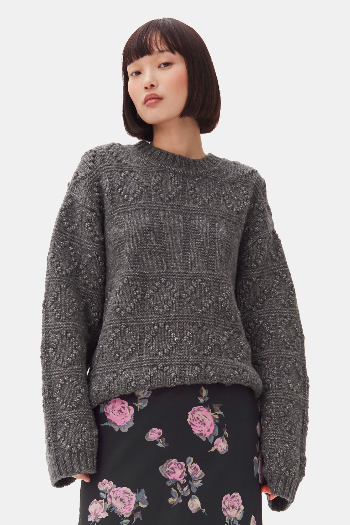 GREY O-NECK SWEATER - 2