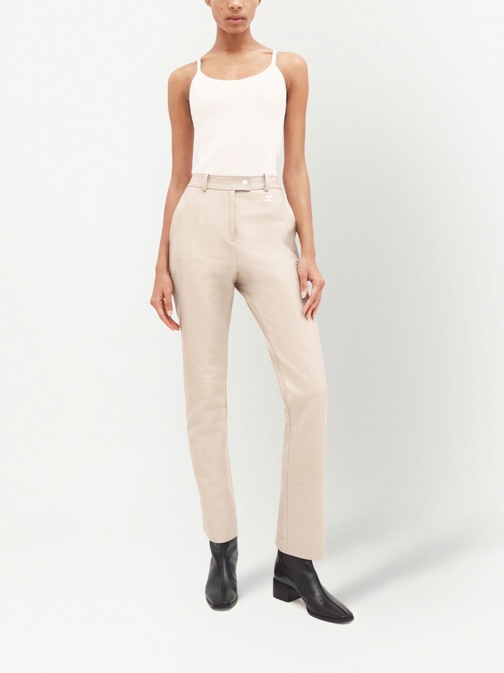 straight-leg vinyl trousers - 2