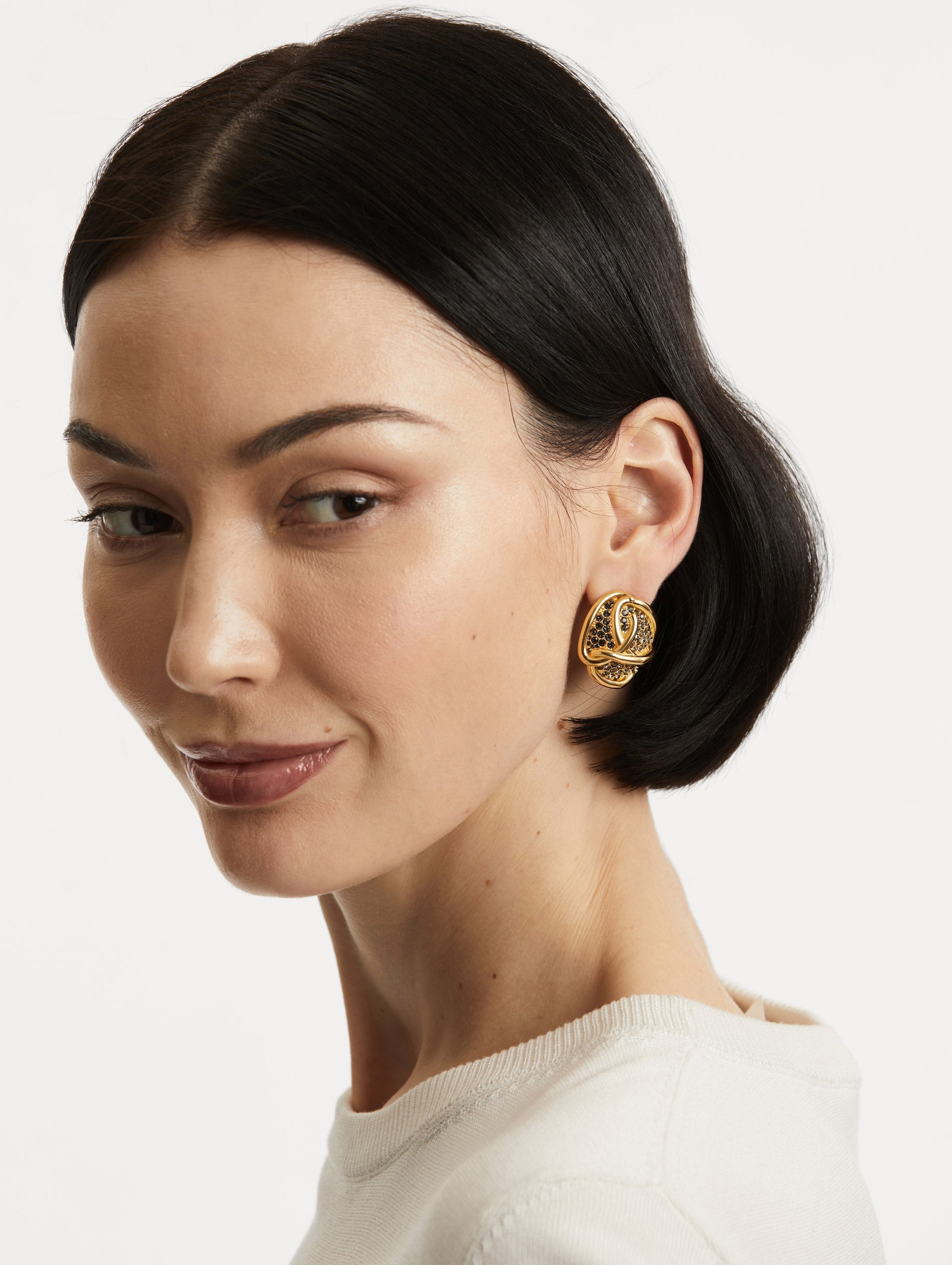 BRAIDED O PAVÉ EARRINGS - 2