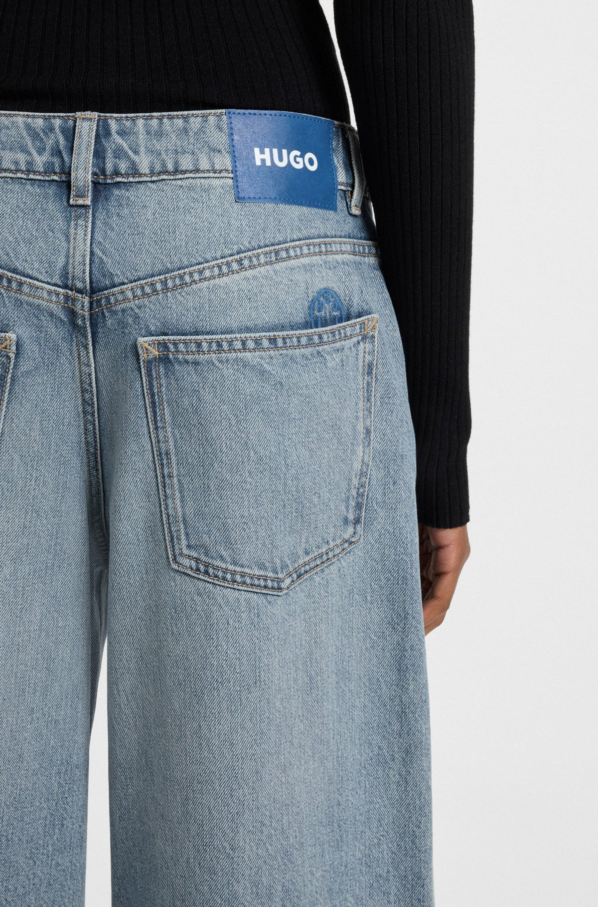 BAGGY-FIT JEANS WITH DRAWCORD AND HAPPY HUGO LOGO - 5