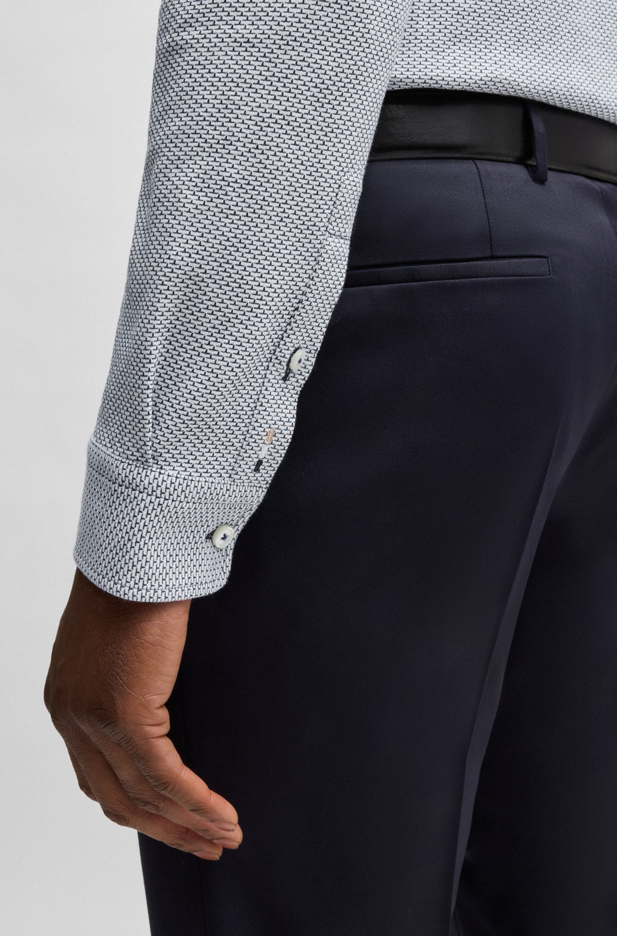 SLIM-FIT SHIRT IN PATTERNED COTTON JACQUARD - 6