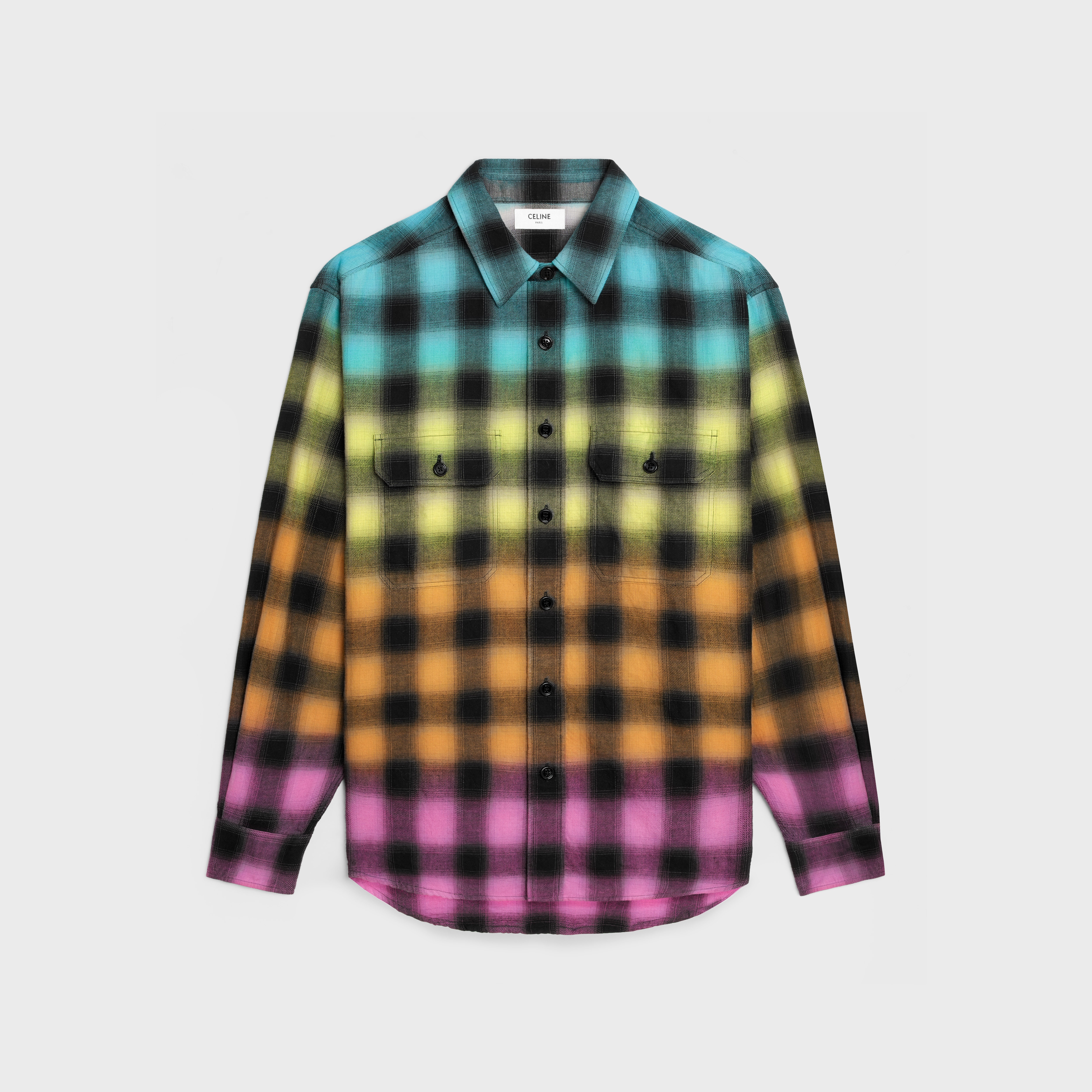 loose shirt in checked cotton linen - 1