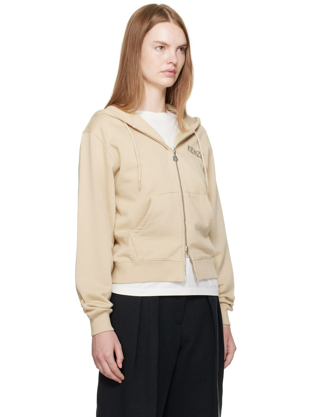 Beige Kenzo Paris 'KENZO City' Zip-Up Hoodie - 2