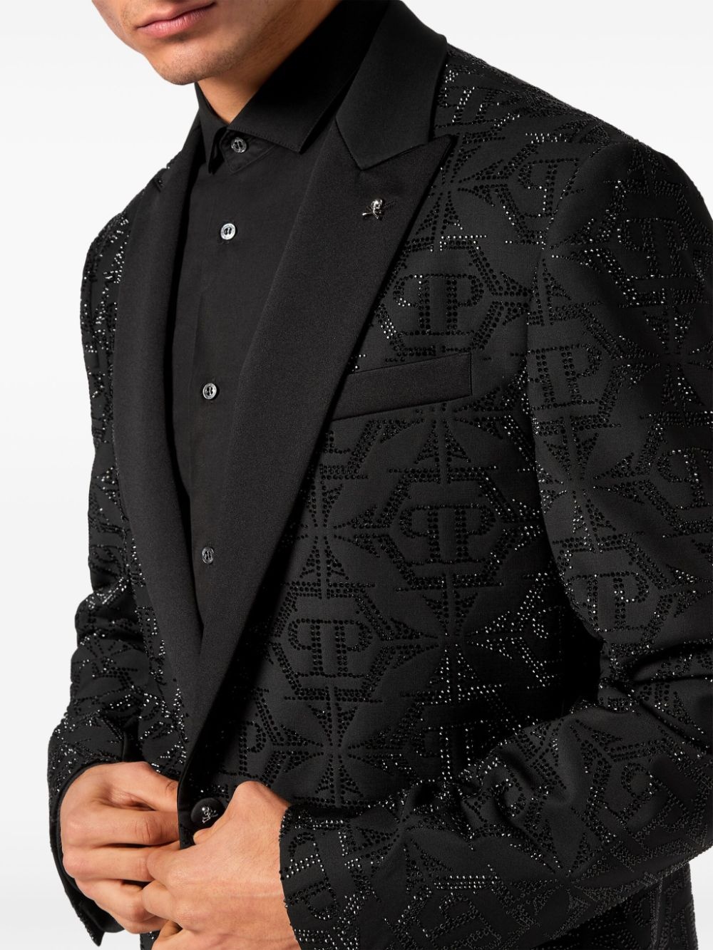 Hexagon crystal-embellished blazer - 4