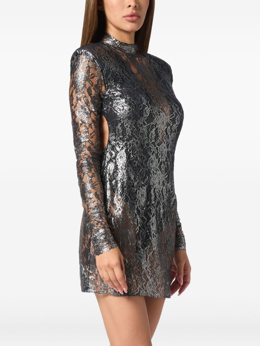 crystal lace mini dress - 3