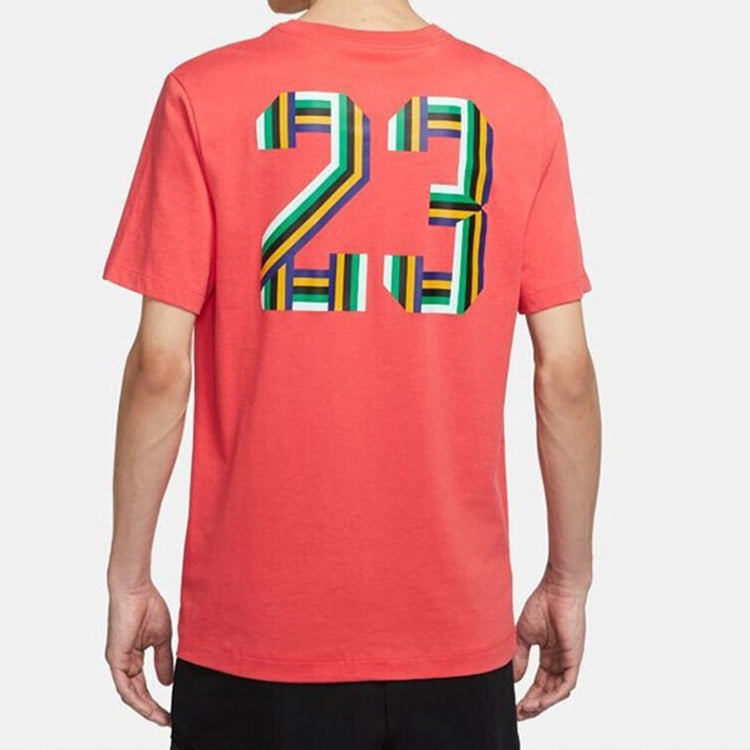 Men's Air Jordan Sport Dna Jumpman Round Neck Short Sleeve Coral Red T-Shirt CU1975-631 - 5