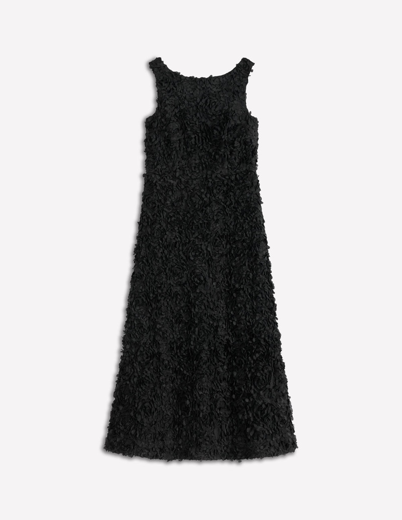 Scoop Back Fit and Flare Dress-Black 1