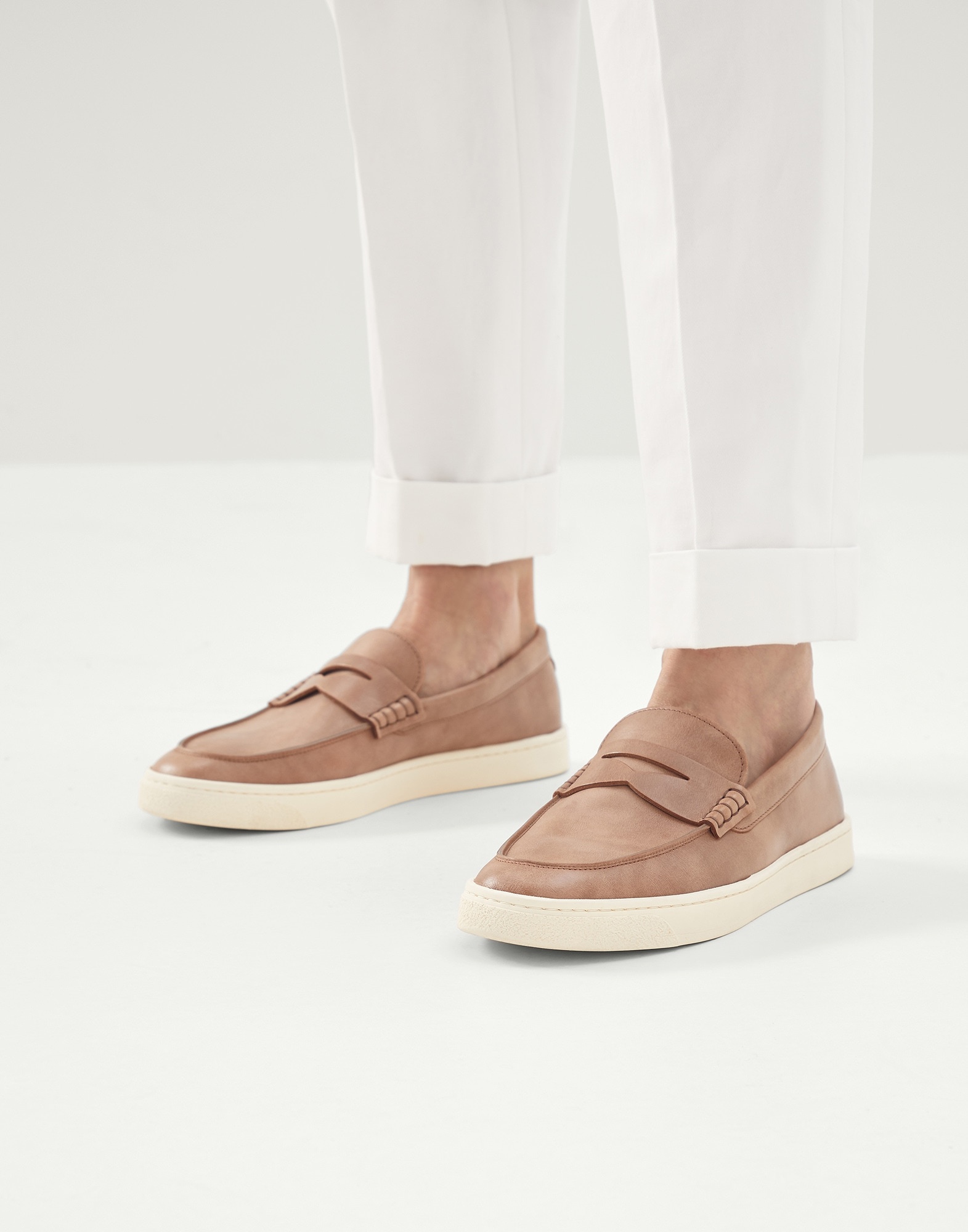 Dapple calfskin loafer sneakers with natural rubber sole - 5