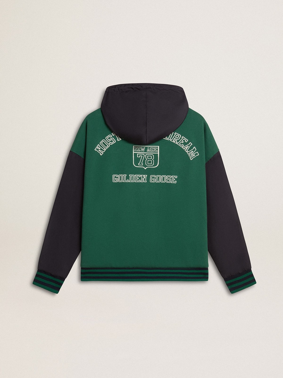 Men's green and blue reversible hooded sweatshirt - 9
