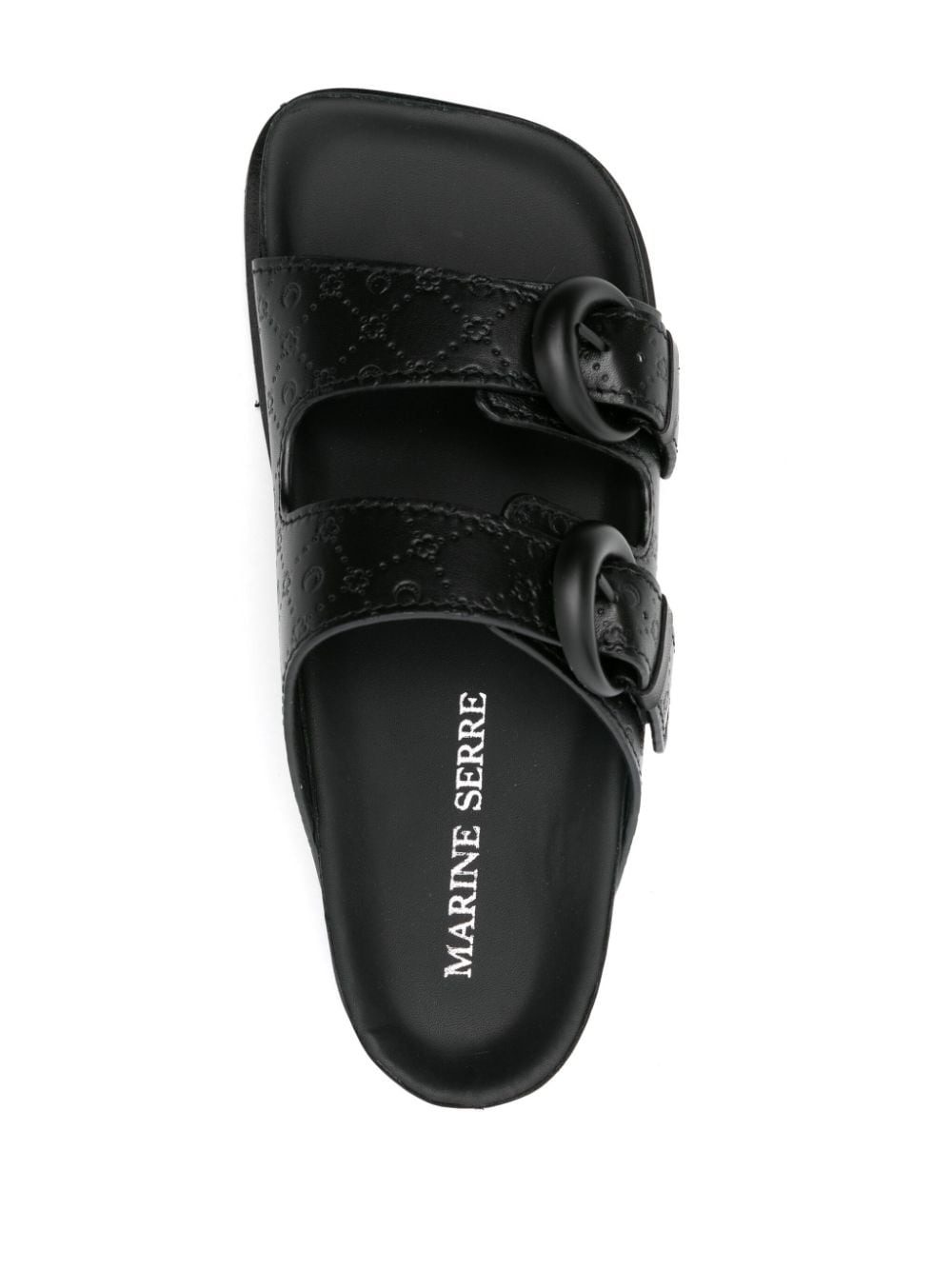 Moonogram-embossed leather slides - 4