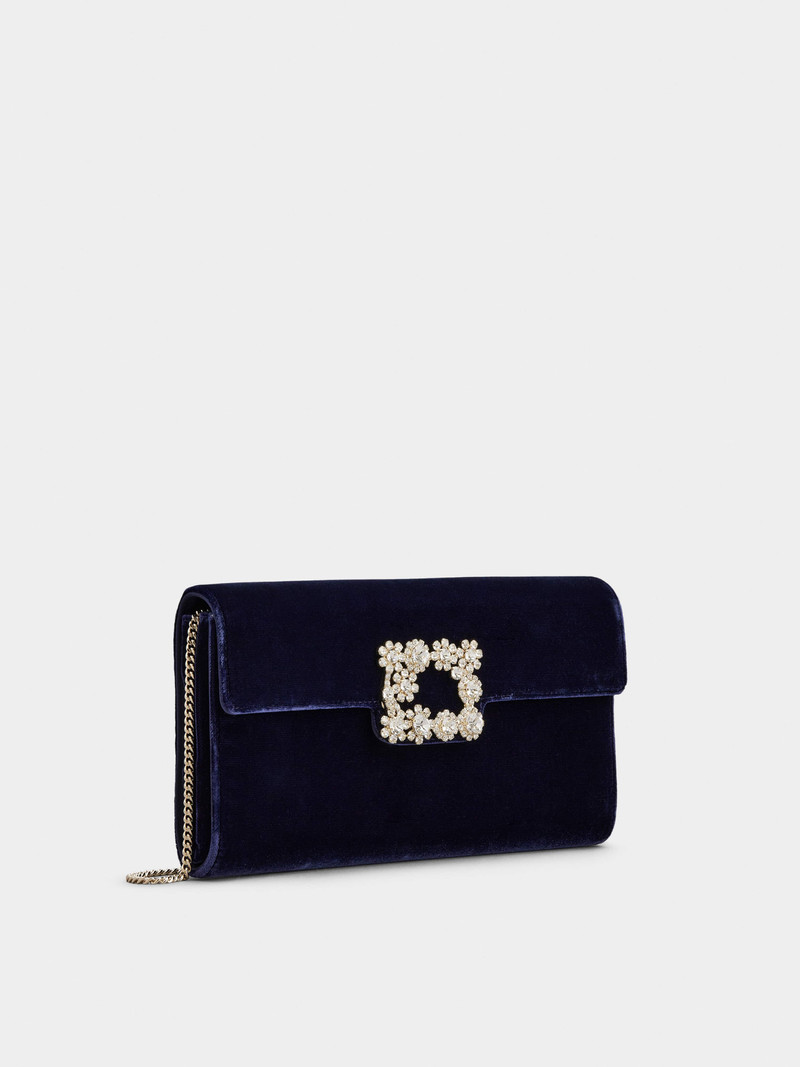 Flower Strass Buckle Clutch Bag in Velvet 3