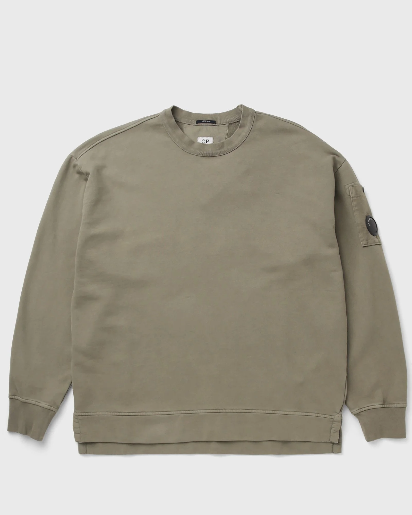 BRUSHED AND EMERIZED DIAGONAL FLEECE MIXED BOXY CREWNECK LENS SWEATSHIRT - 1