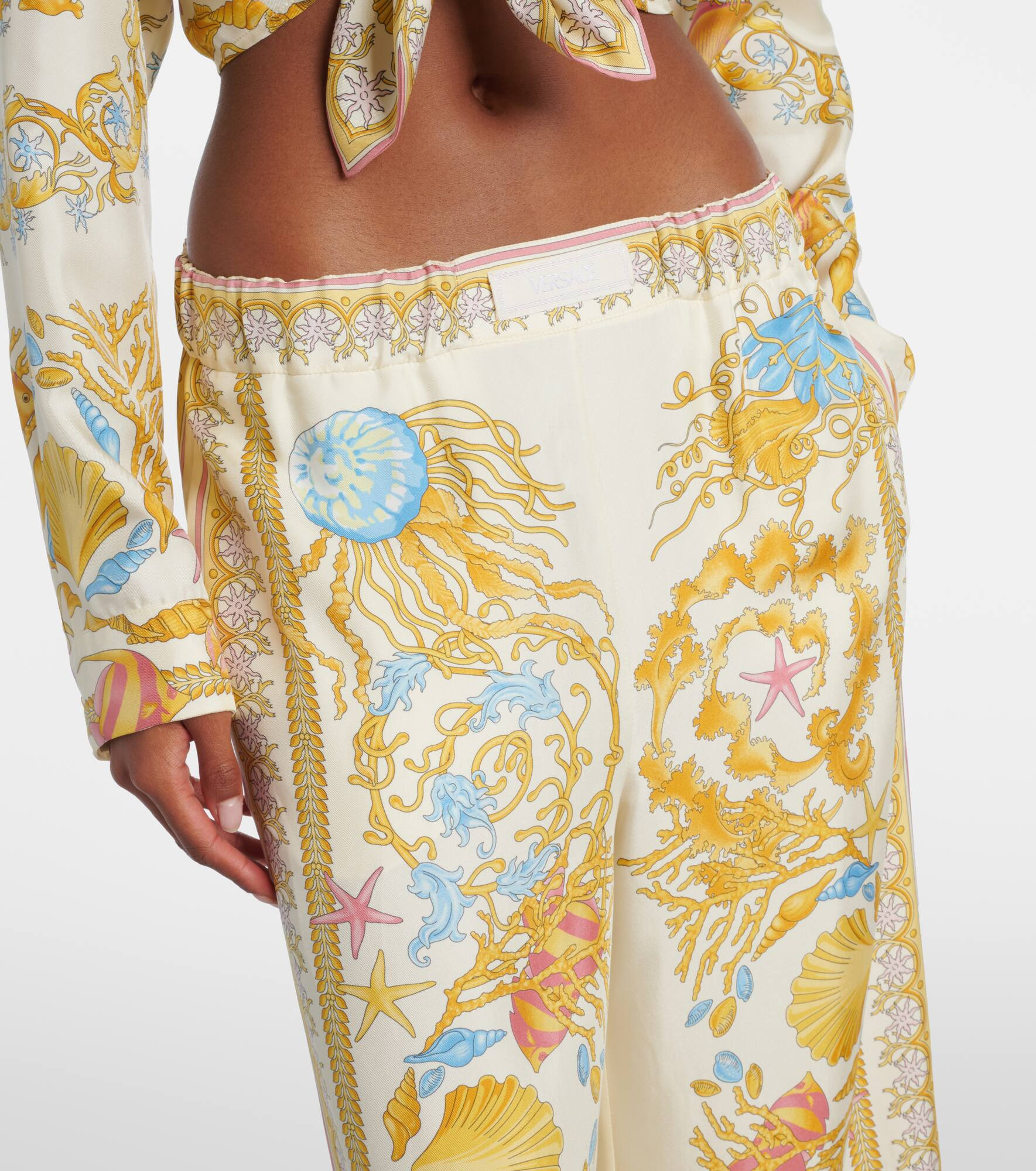 Underwater Barocco silk palazzo pants - 4