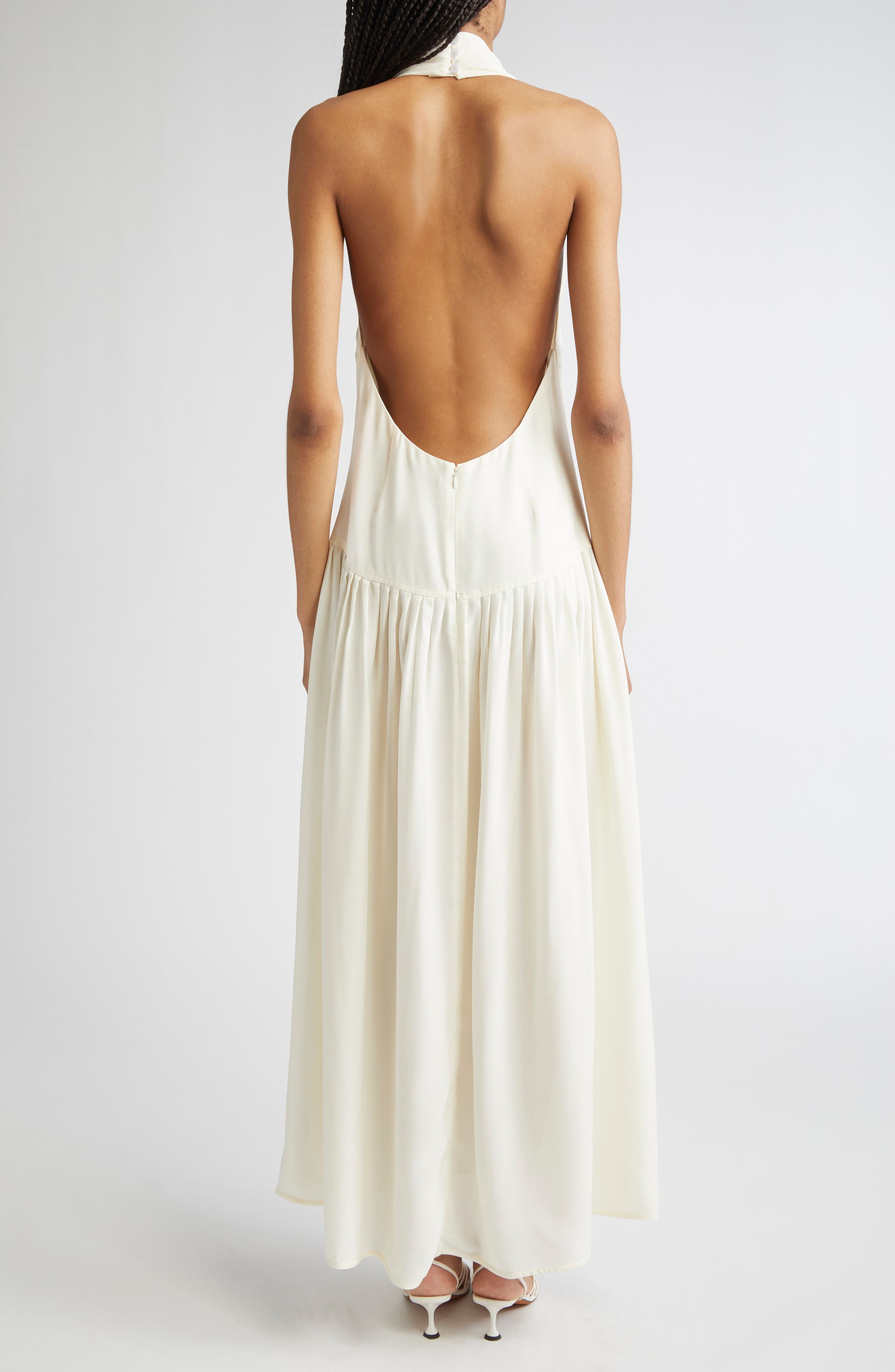 Proenza Schouler Tala Drop Waist Halter Georgette Maxi Dress in Cream at Nordstrom - 2