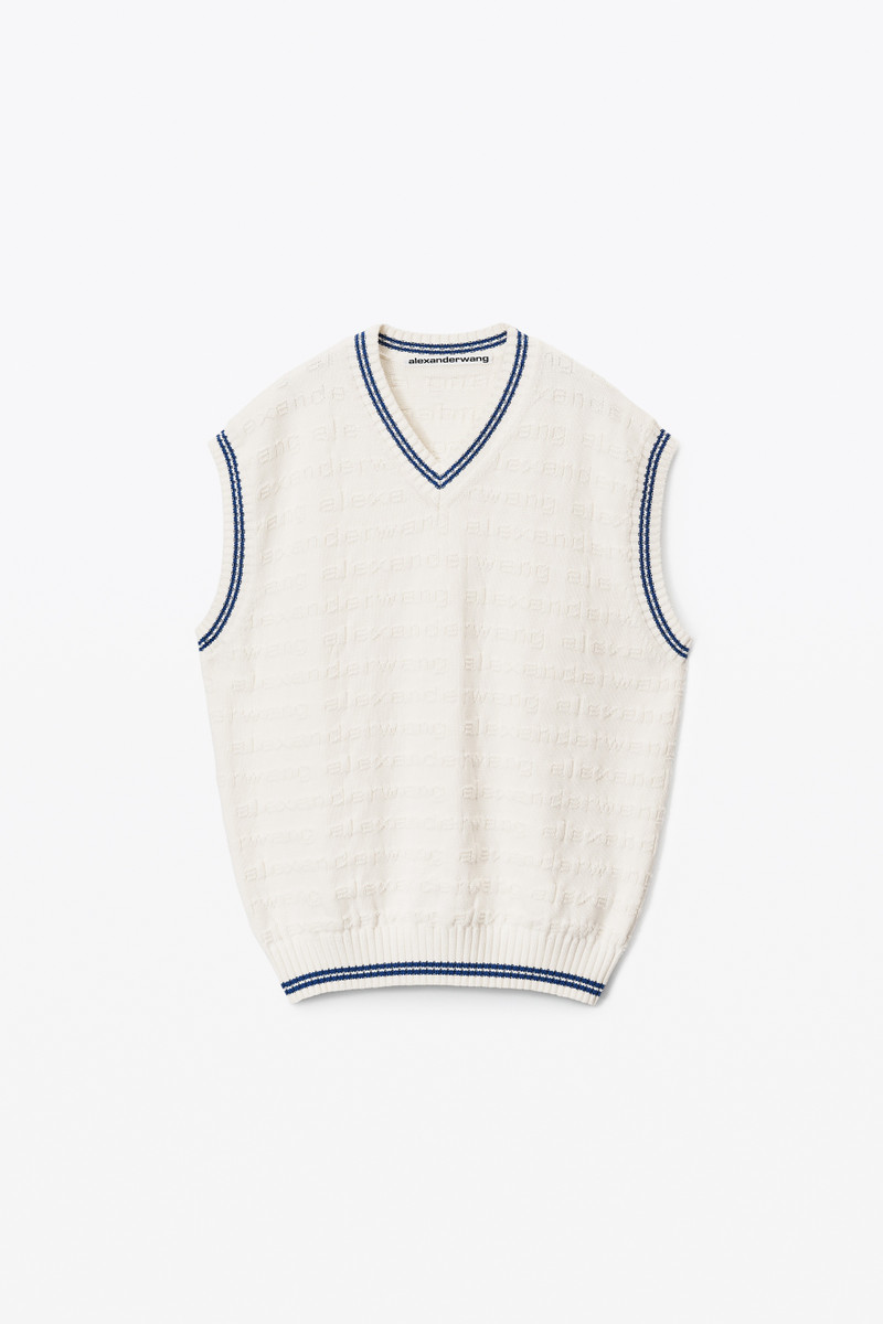 TUNIC V-NECK VEST IN COMPACT COTTON - 1