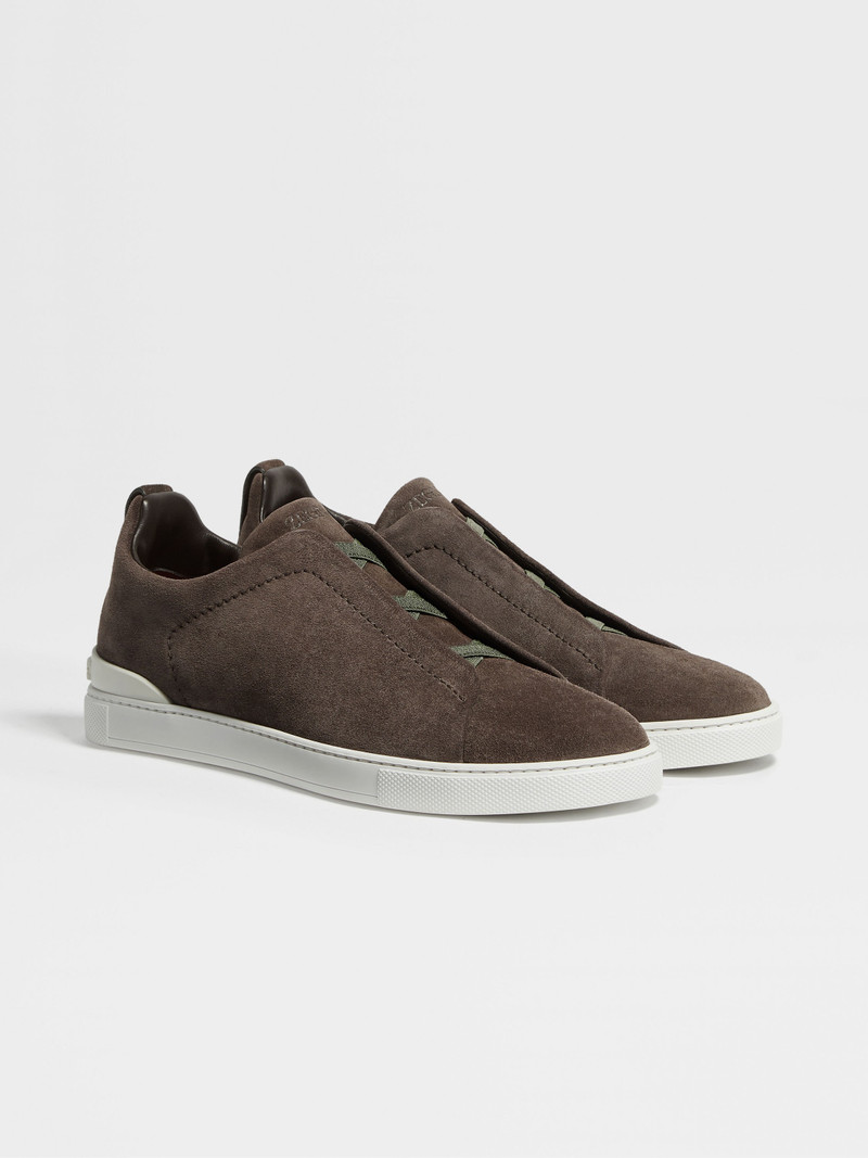 BROWN SUEDE TRIPLE STITCH™ SNEAKERS 1