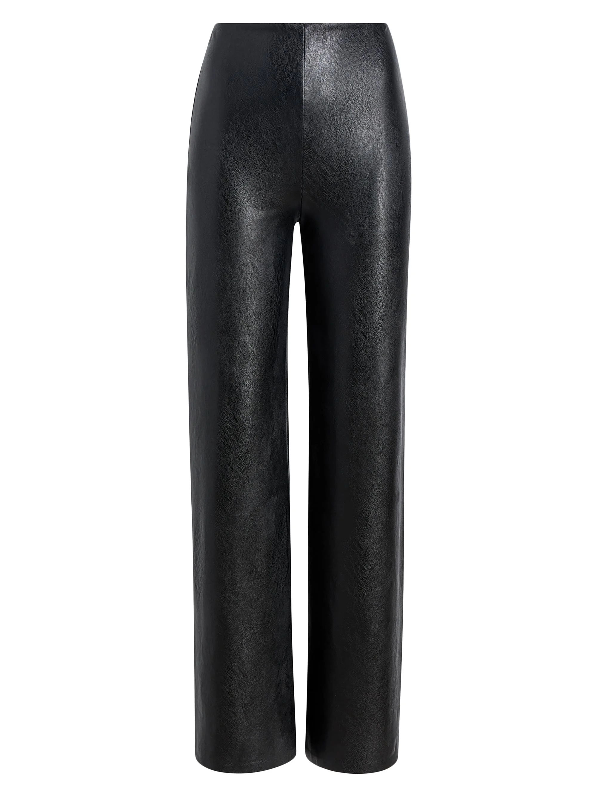 Women's Faux-Leather Wide-Leg Pants - Black - 1