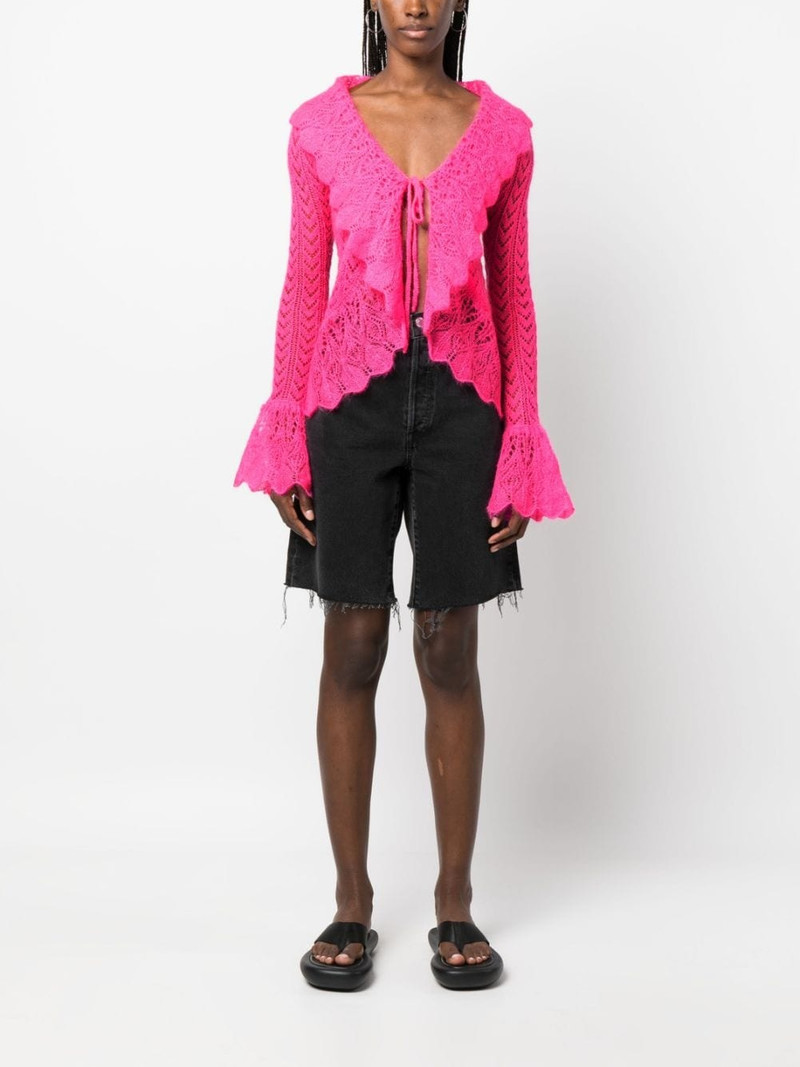ERL crochet-knit long-sleeve cardigan outlook