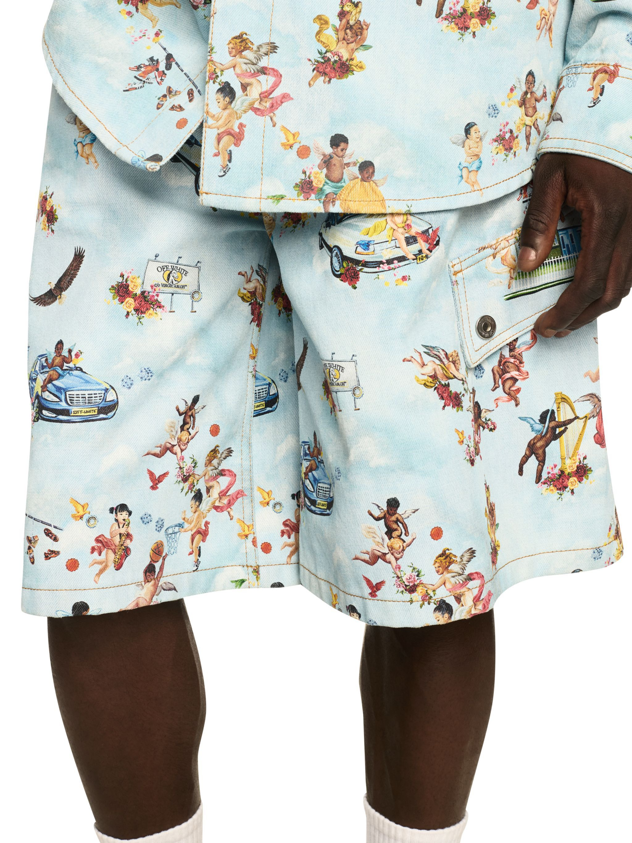 Light Blue/multicolor Fresco Cargo Shorts - 5