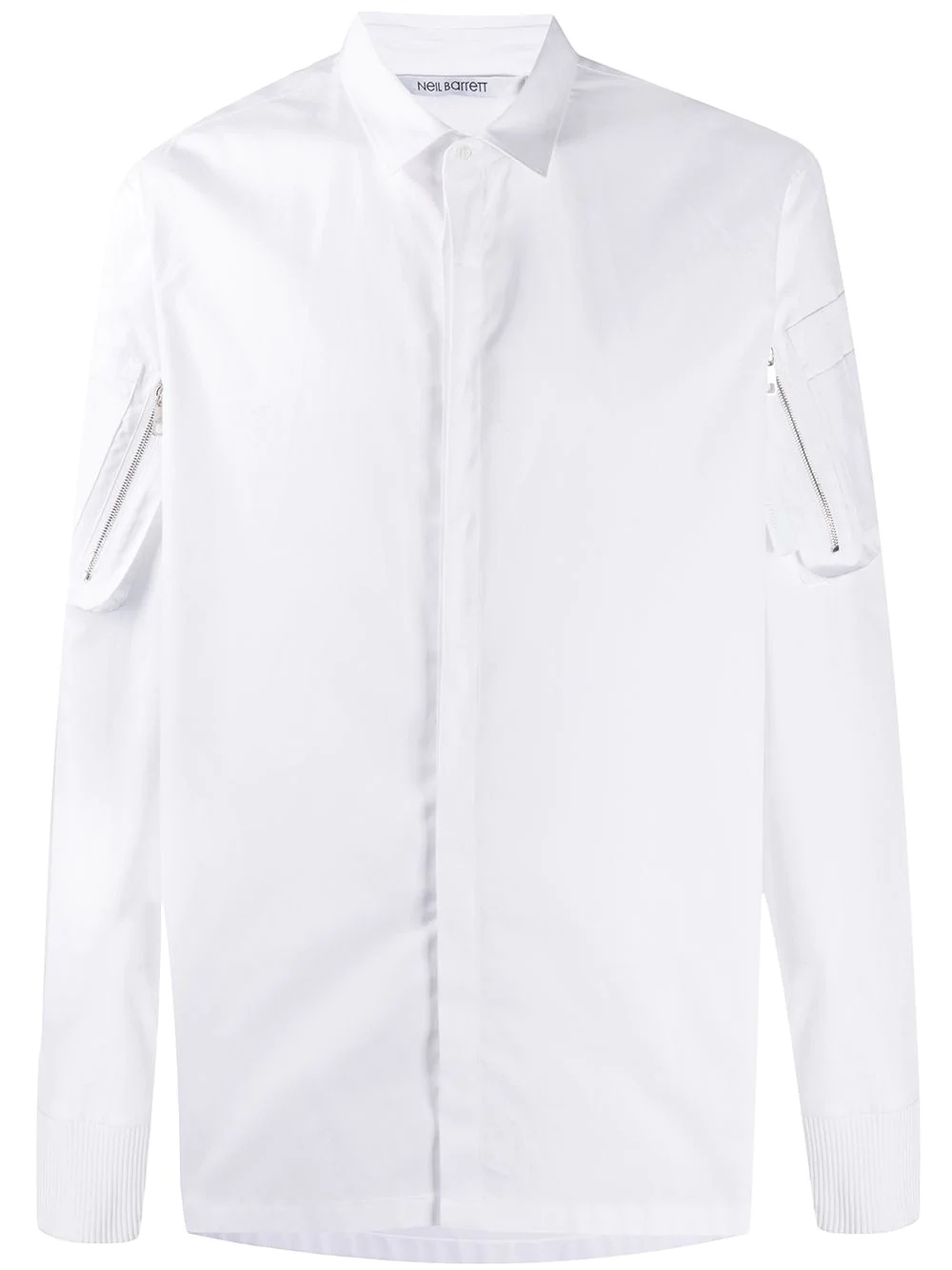 zipped sleeve pockets buttoned shirt - 1