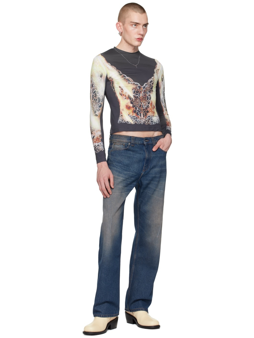 SSENSE Exclusive Indigo 'Paris' Best' Jeans - 4