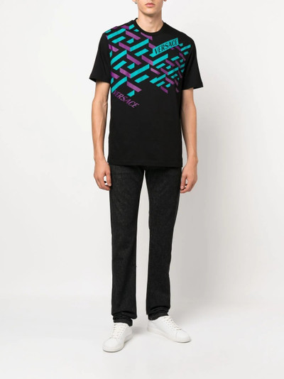 VERSACE La Greca-print short-sleeved T-shirt outlook